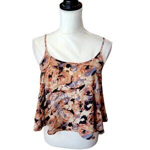 Soprano Spaghetti Strap Flowy Evening Blouse Brown and Blue Colors in Small